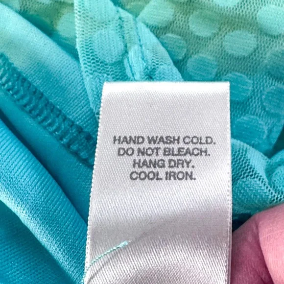 Dressbarn Aqua Polka Dot Textured Blouse XL Sheer Layered Top Casual Work - Picture 8 of 9